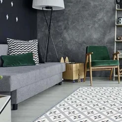 Tapis intérieur extérieur carreaux de ciment petites étoiles (135 x 90 cm)