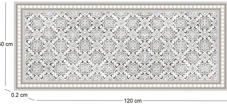 Tapis intérieur extérieur en vinyle carreaux marocains (120 x 50 cm)