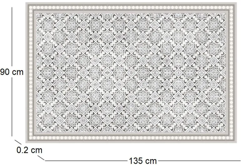 Tapis intérieur extérieur en vinyle carreaux marocains (135 x 90 cm)