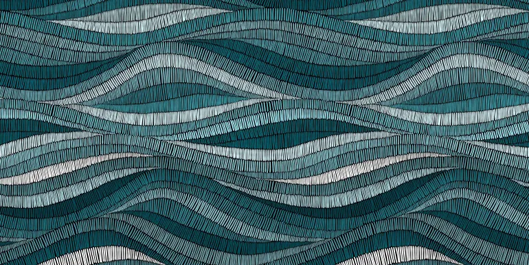 Tapis intérieur extérieur en vinyle Vagues turquoises (140 x 70 cm)