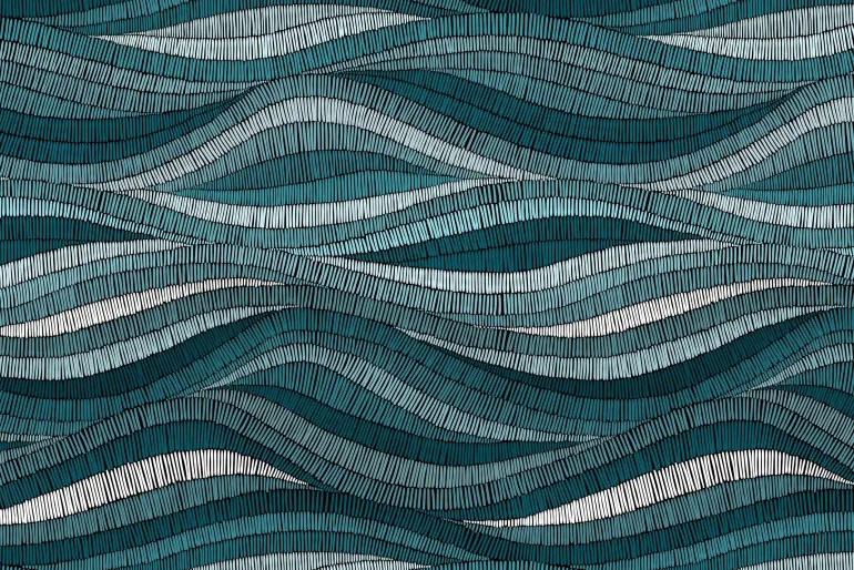 Tapis intérieur extérieur en vinyle Vagues turquoises (90 x 60 cm)