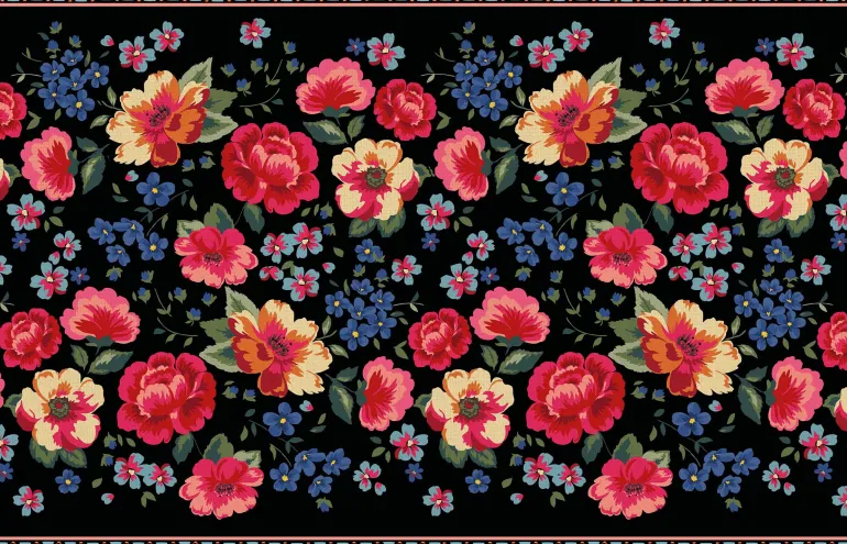 Tapis intérieur extérieur en vinyle Fleurs vintage (90 x 60 cm)