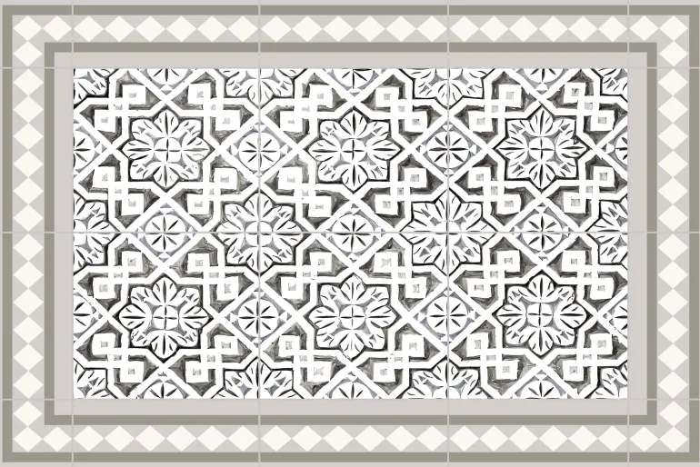 Tapis intérieur extérieur en vinyle carreaux marocains (60 x 40 cm)
