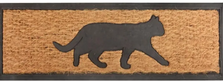 Tapis paillasson en coco 75 x 25 cm (Chat)