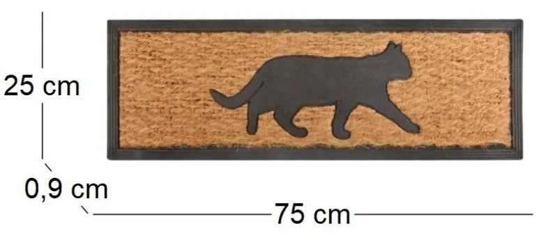 Tapis paillasson en coco 75 x 25 cm (Chat)