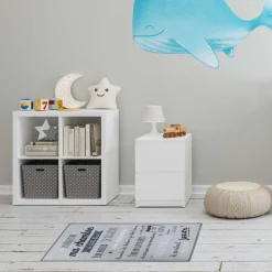 Tapis règles de la chambre enfant 60x90 cm (Little héros - gris)