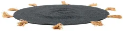 Tapis rond en coton pompons 90 cm (Anthracite)