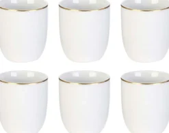 Tasse en porcelaine liseré doré 18 cl (Lot de 6)