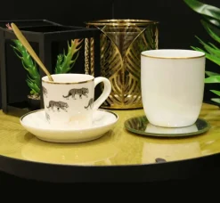Tasse en porcelaine liseré doré 18 cl (Lot de 6)