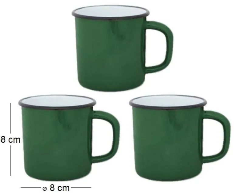 Tasses en émail coloré Classic (Lot de 3) (Vert foncé)