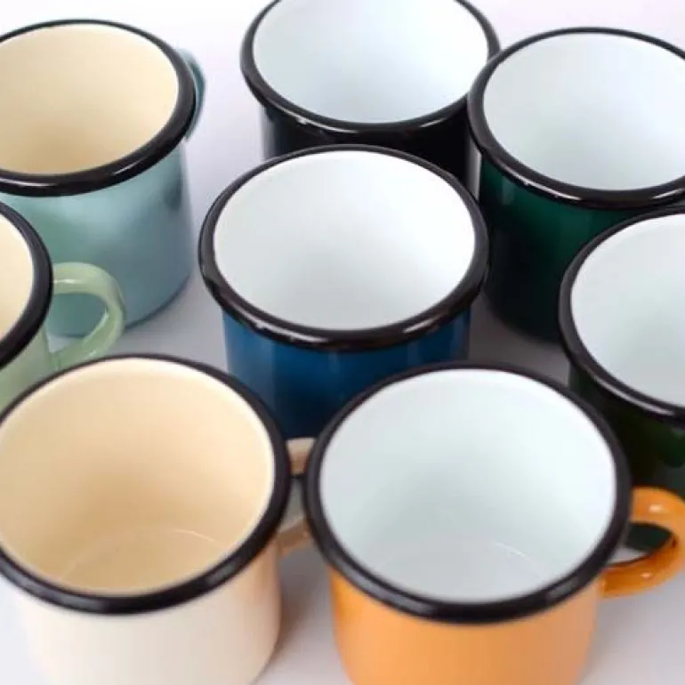 Tasses en émail coloré Classic (Lot de 3) (Vert foncé)