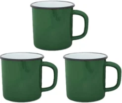 Tasses en émail coloré Classic (Lot de 3) (Vert foncé)