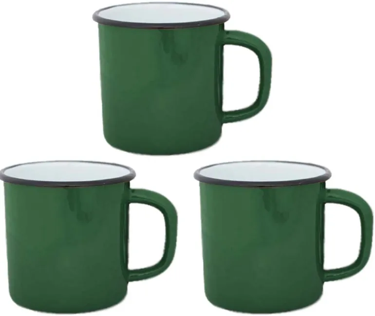 Tasses en émail coloré Classic (Lot de 3) (Vert foncé)