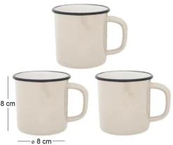 Tasses en émail coloré Classic (Lot de 3) (Crème)