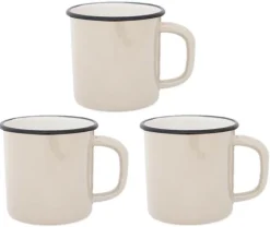 Tasses en émail coloré Classic (Lot de 3) (Crème)