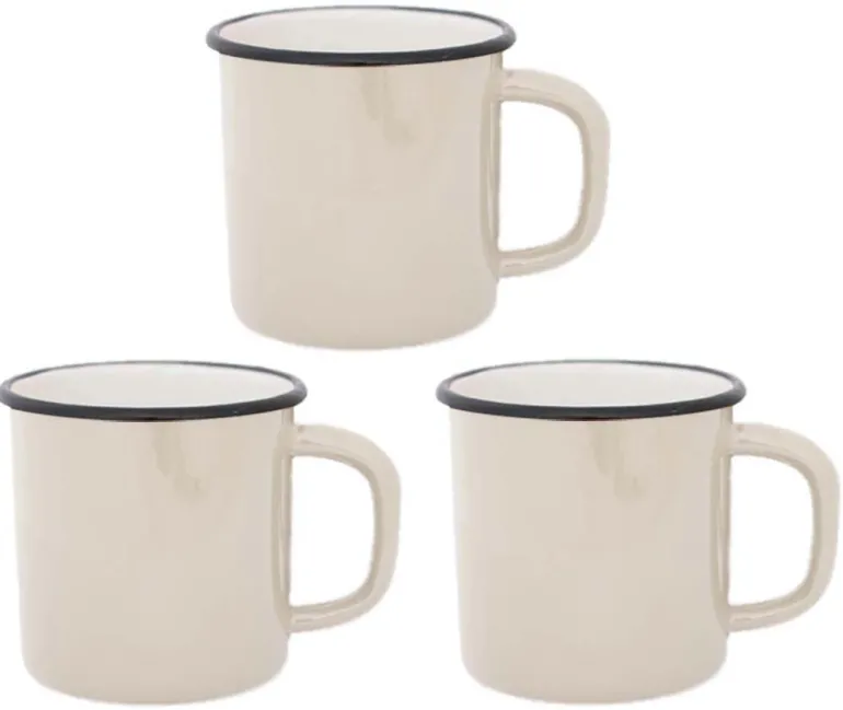 Tasses en émail coloré Classic (Lot de 3) (Crème)