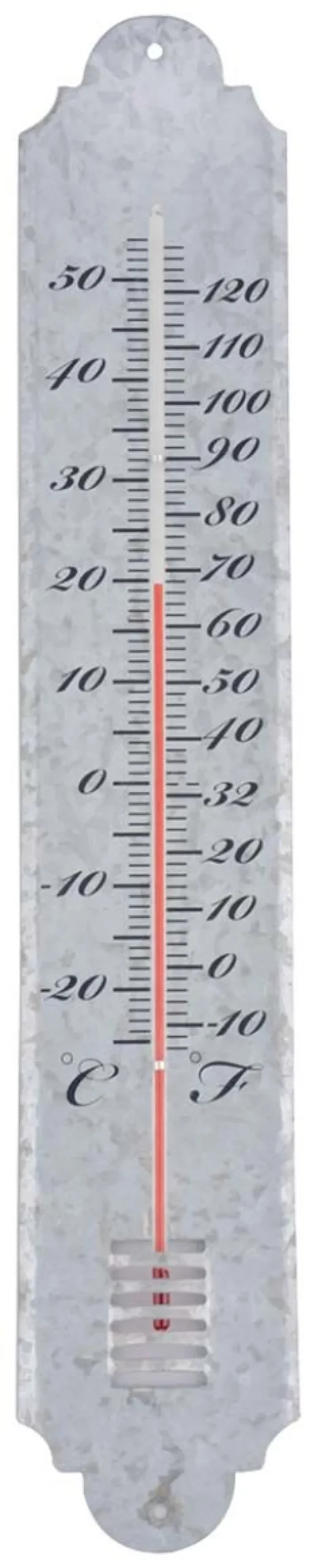 Thermomètre de jardin en zinc patiné 50cm