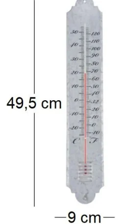 Thermomètre de jardin en zinc patiné 50cm