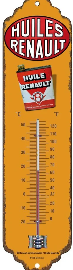 Thermomètre en métal Pub 28 x 6.5 cm (Huiles Renault)