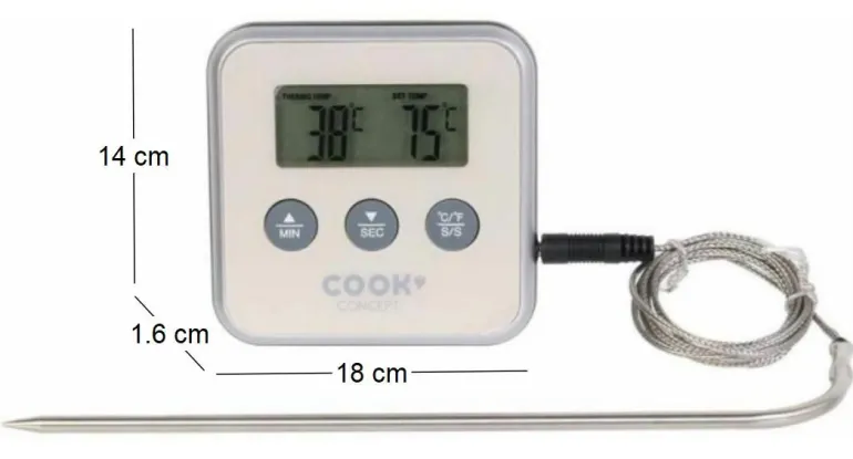 Thermomètre à sonde et minuteur électronique (Taupe)