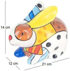 Tirelire en dolomite peinture multicolore (Lapin)