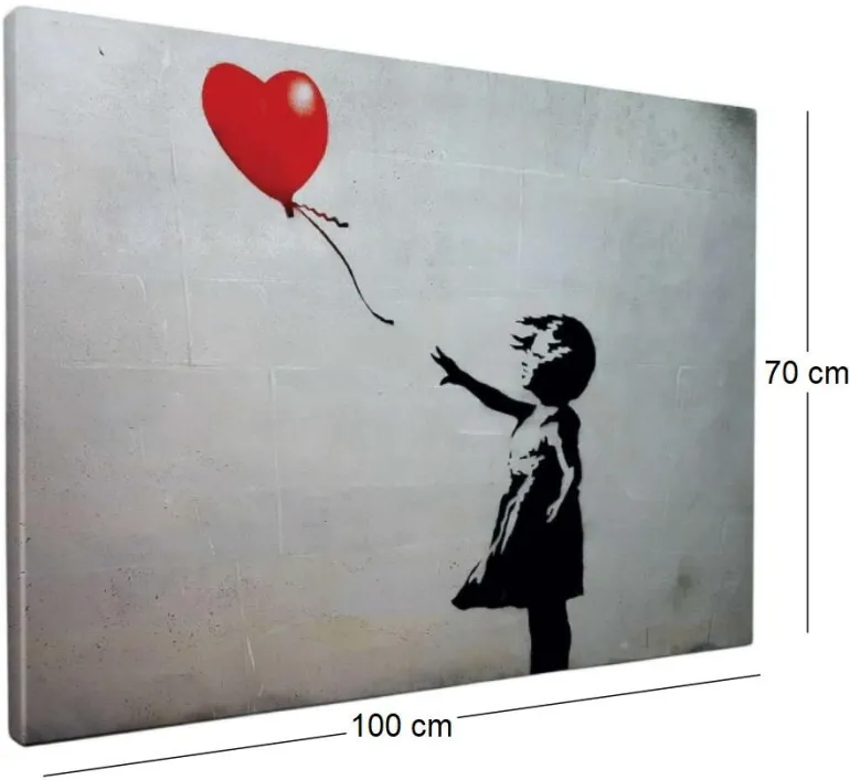 Toile décorative fille avec ballon 100 x 70 cm