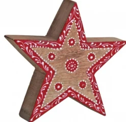 Étoile en manguier rouge et blanche