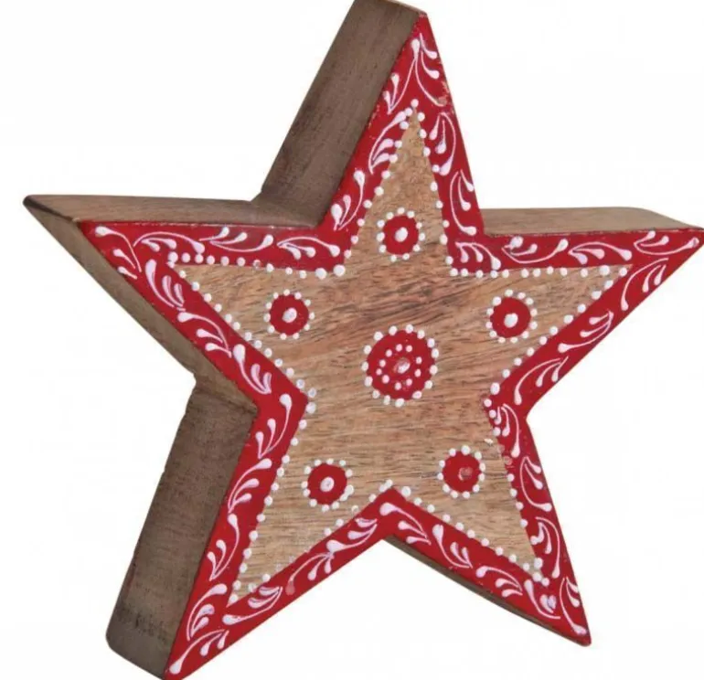 Étoile en manguier rouge et blanche
