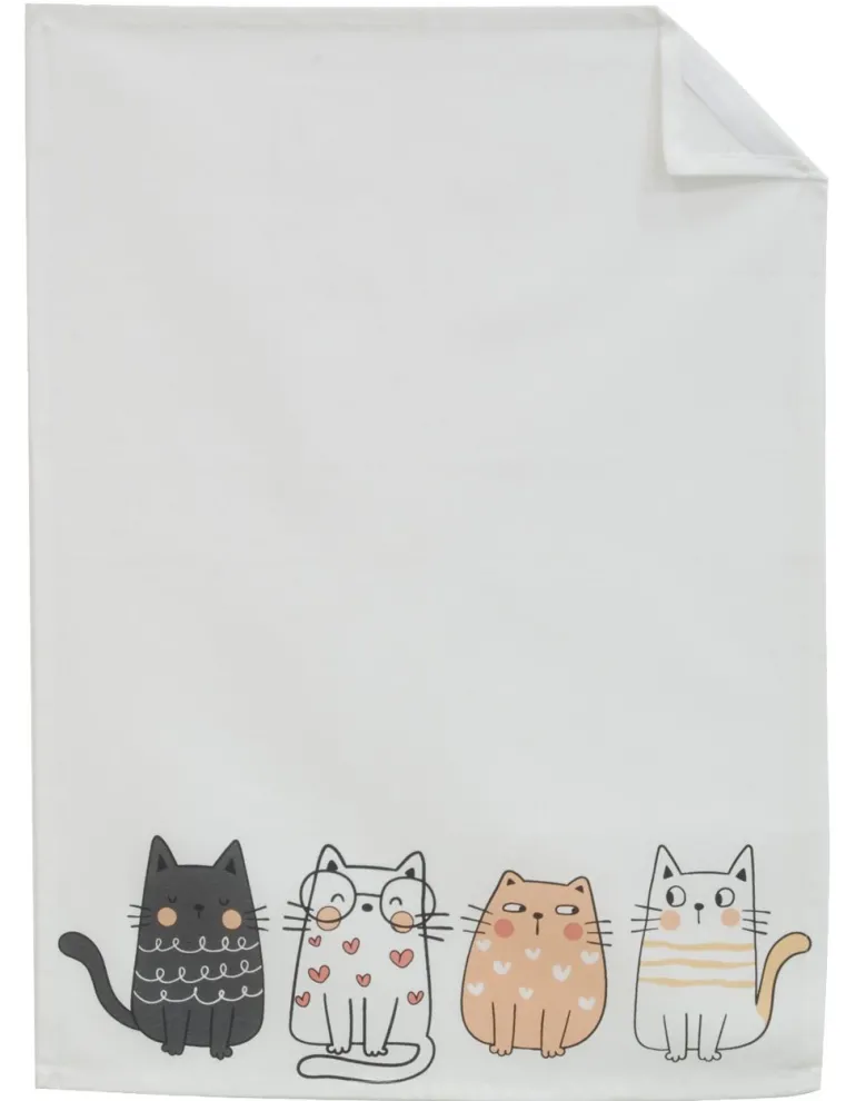Torchon 100% coton (Chats mignons)