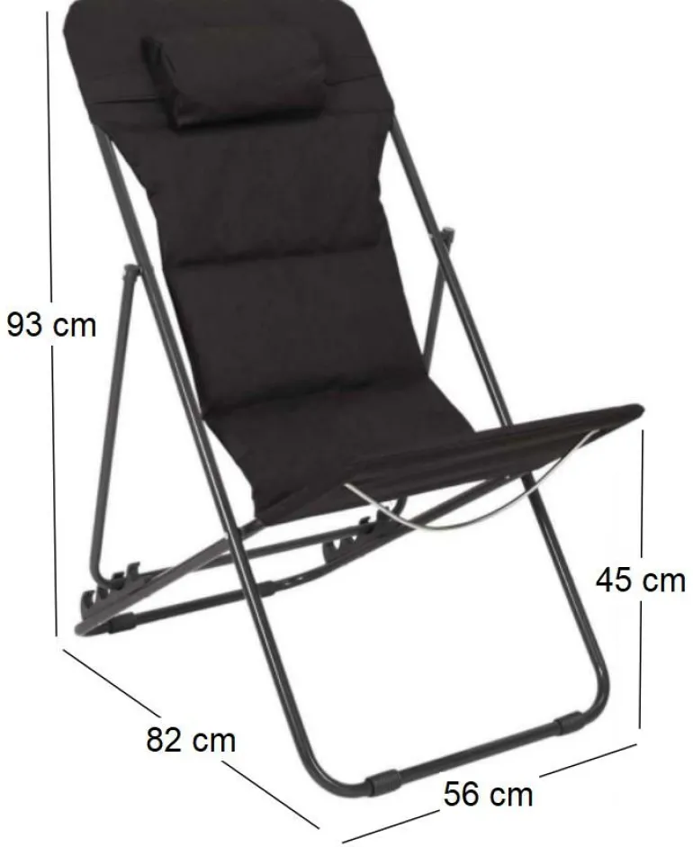 Transat en métal pliant Corfou (Noir)