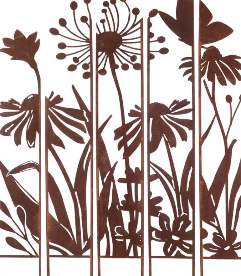 Treillis brise vue en 5 parties Fleurs (S : 87 x 1,5 x 117,2 cm)