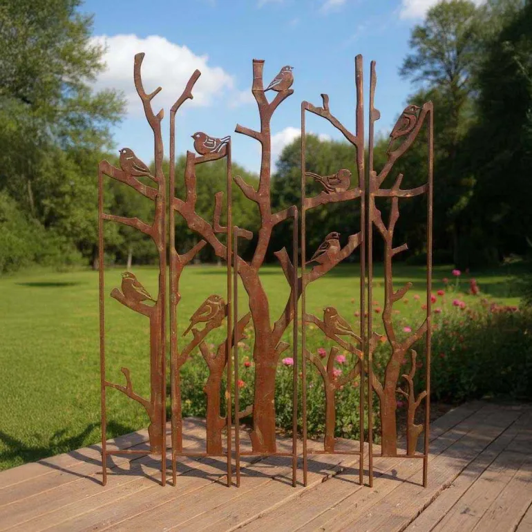 Treillis brise vue en 5 parties Oiseaux (L : 137,5 x 1,5 x 170 cm)