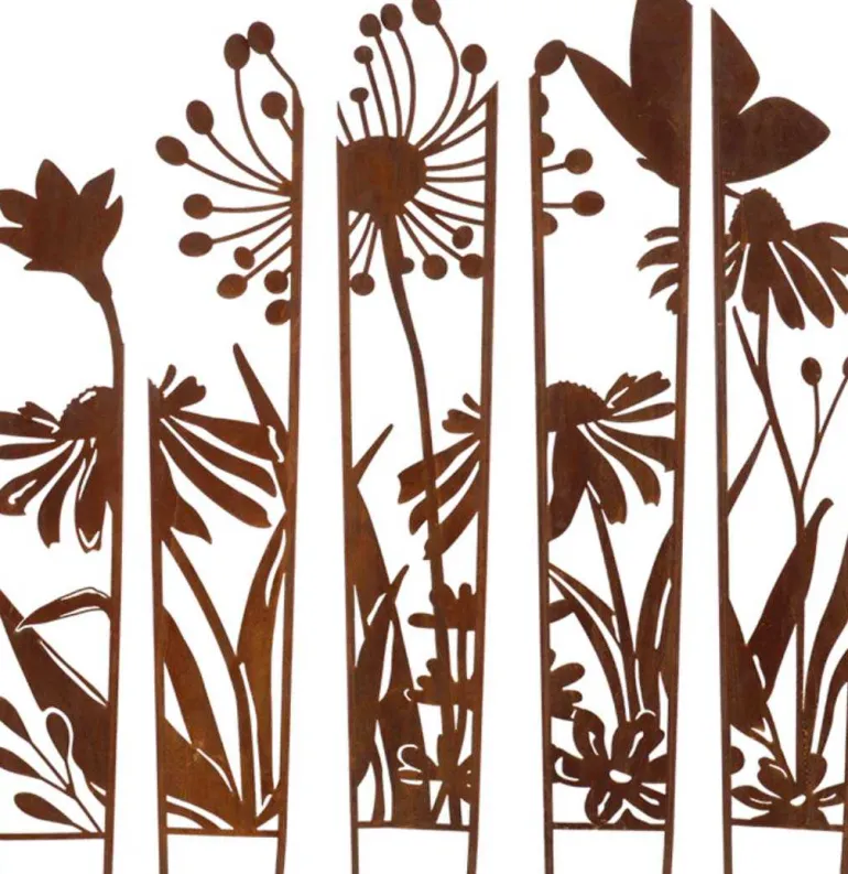 Treillis brise vue en 5 parties Fleurs (L : 137,5 x 1,5 x 170 cm)