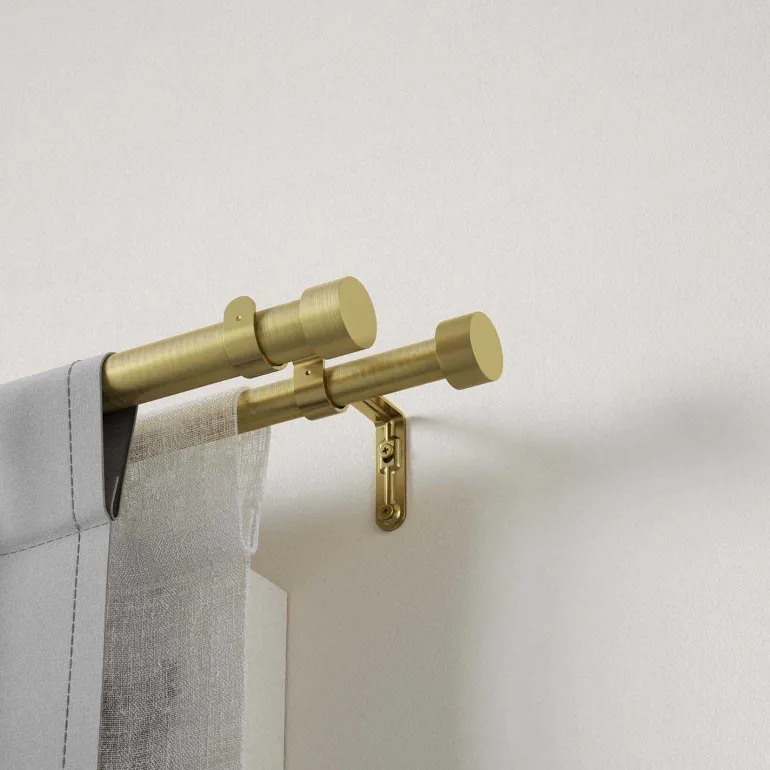 Tringle à rideaux double en acier laiton Cappa (Longueur réglable de 91 à 168 cm)