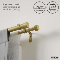 Tringle à rideaux double en acier laiton Cappa (Longueur réglable de 305 à 457 cm)