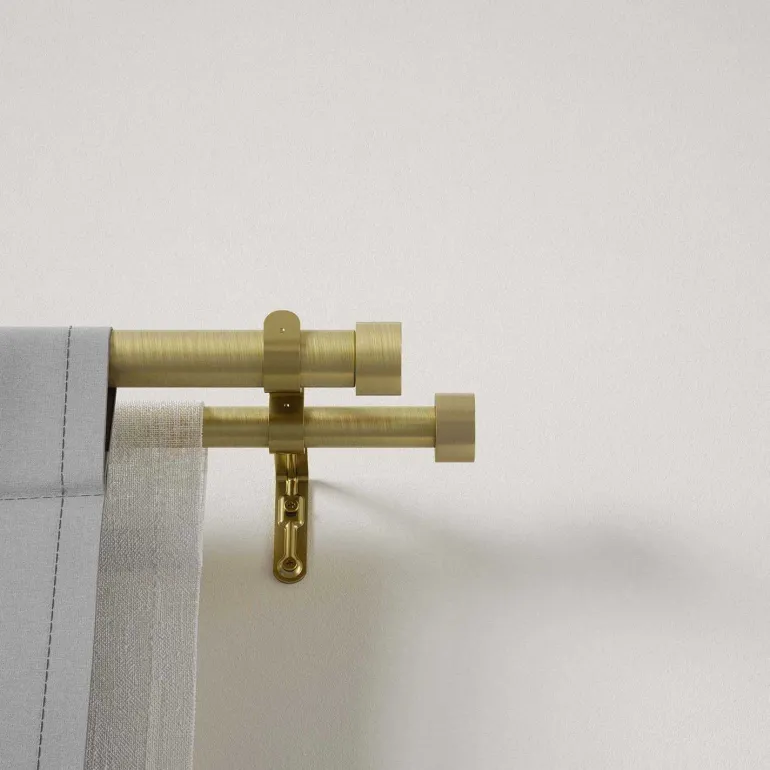 Tringle à rideaux double en acier laiton Cappa (Longueur réglable de 305 à 457 cm)