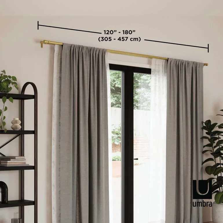Tringle à rideaux double en acier laiton Cappa (Longueur réglable de 305 à 457 cm)