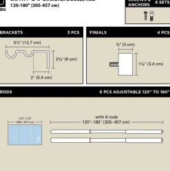 Tringle à rideaux double en acier laiton Cappa (Longueur réglable de 305 à 457 cm)