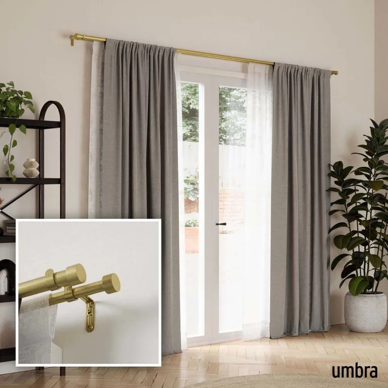 Tringle à rideaux double en acier laiton Cappa (Longueur réglable de 305 à 457 cm)