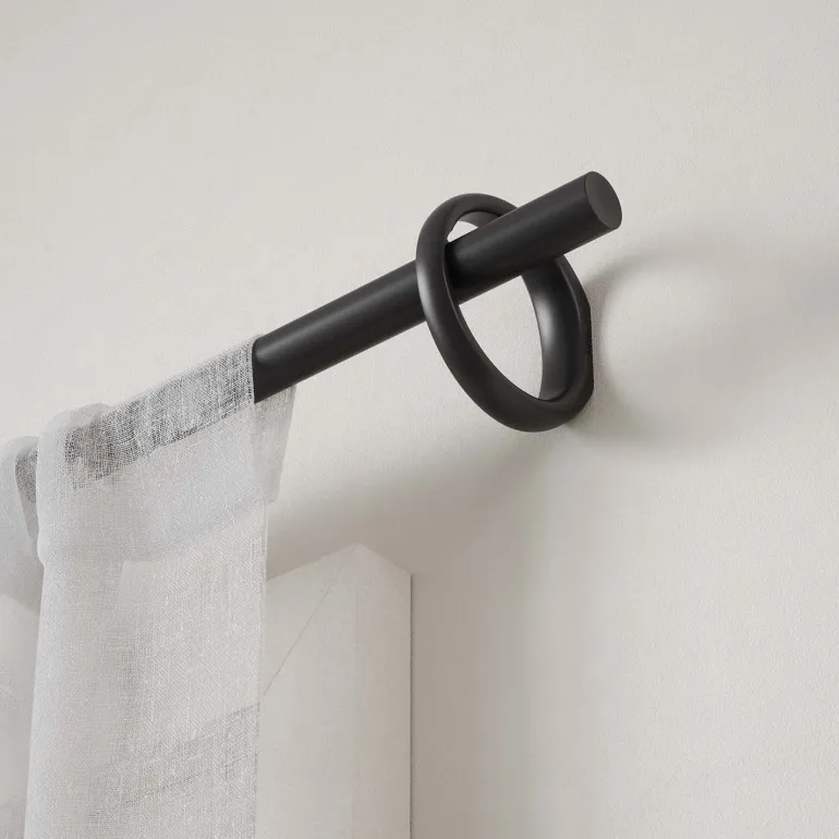 Tringle à rideaux en acier Rod (Noir mat)