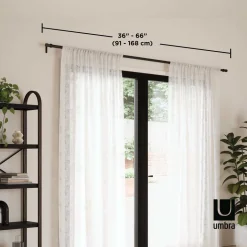 Tringle à rideaux en métal noir mat Cappa (Longueur réglable de 91 à 168 cm)