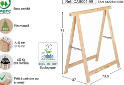 Tréteau en pin standard section 40x17 mm (Unitaire)