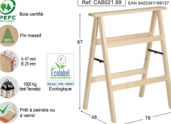 Tréteau tapissier en pin naturel
