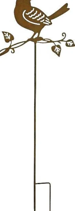Tuteur déco oiseau sur branche en fer 36 x 102 cm