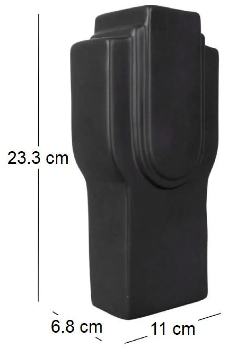 Vase en céramique Art rectangles 23 cm (Noir)
