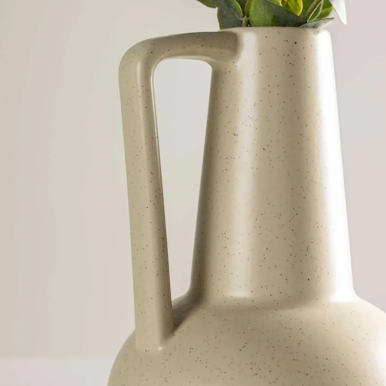 Vase en grès Lane (Beige et noir)