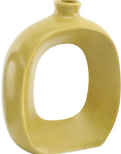 Vase en grès Oval 16 cm (Jaune)