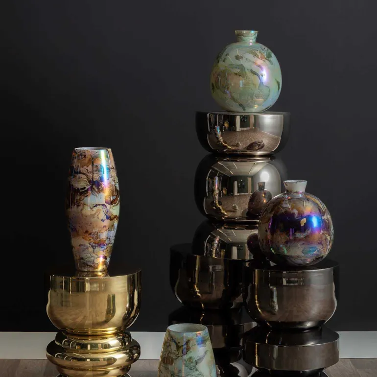 Vase en verre Melange Cone (Marron)